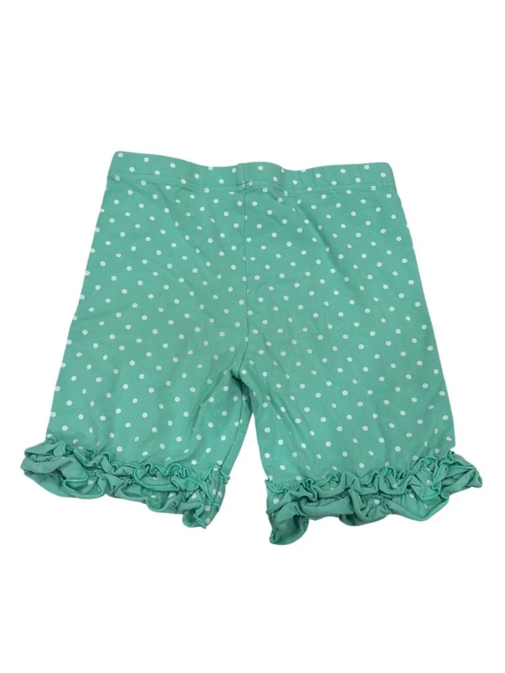 Matilda Jane Girls Ruffle Polka Dot Shorts Size 10 Green White Cotton Blend Comf
